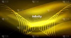 抽象波浪对深色背景，发光霓虹灯数字背景模板