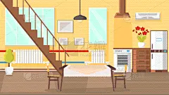 住宅房间,扁平化设计,室内,商务,冰箱,椅子,现代,建筑业,桌布,花