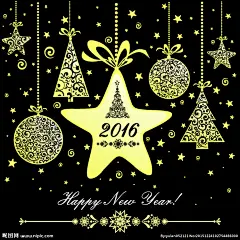 金色挂饰新年贺卡