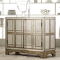 Hooker Furniture Mélange Mirrored Plaid Door Chest with Wine Storage traditional buffets and sideboards