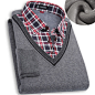 kandses2014冬季新款加绒加厚男士假两件衬衫 长袖保暖针织衫男 kandses北极村专卖店