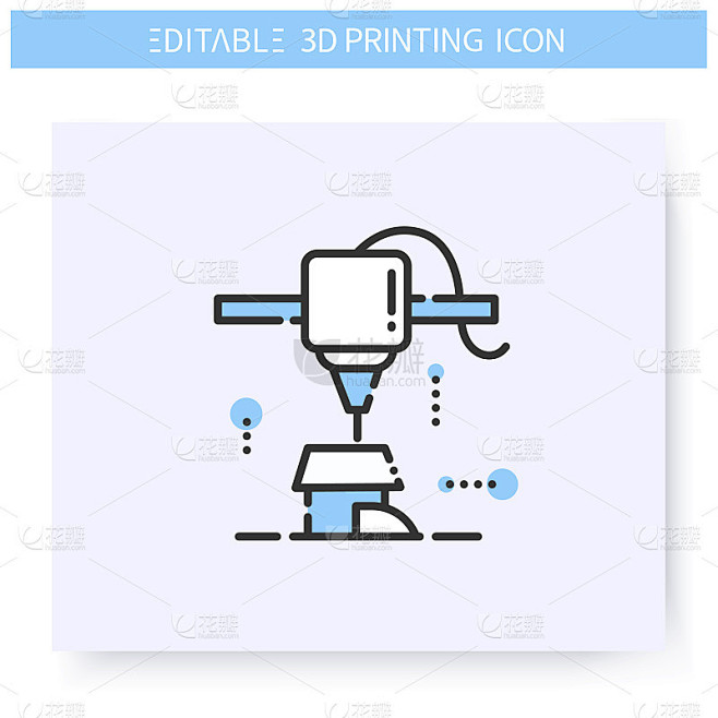 3d打印线图标。可编辑的图片