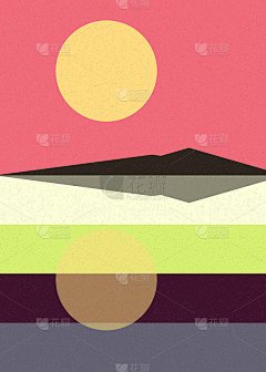 几何景观剪影生成艺术海报插图