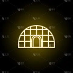 霓虹灯风格的冰屋图标。旅游插画元素。符号和符号可以用于网页，标志，手机应用程序，UI，用户体验