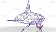 一个艺术动物的3d渲染与反射孤立在白色