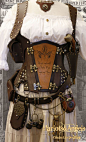 36" waist Steampunk 'Cthulhu'' Explorer Corset " Veggie"' Leather. $195.00, via Etsy.