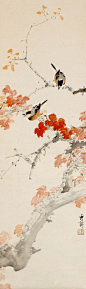 Ikegami Shuho 池上秀畝 (1874-1944), Autumn Sparrows on Mount Momiji, detail.: @北坤人素材