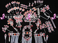 京剧头面戏曲头面七彩水钻头面箱装头面青衣花旦头饰戏曲水钻头饰-淘宝@北坤人素材