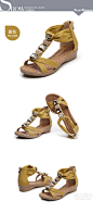
2013年夏季新款 罗马风格 小坡跟 鱼嘴 波西米亚串珠 凉鞋,