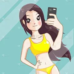 粘液女孩拍了一张自拍照片。
