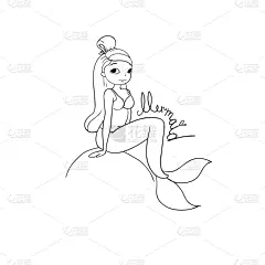 可爱的,化妆舞会服,海洋,美人鱼,小美人鱼塑像,动画片,秘密,湿,速写本
