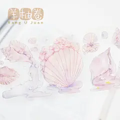 分装】漫不经心贝壳芍药物语小桃花 花草咕卡水晶镭射银PET胶带-淘宝网