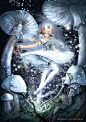 Tags: Anime, Fairy, Grass, Leaves, Mushroom, Flying, Shiitake