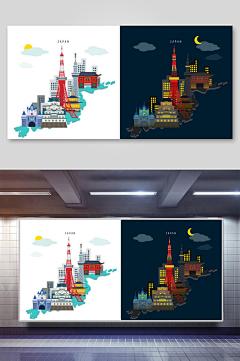 扁平风标志性建筑插画素材