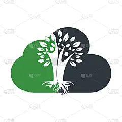 族谱树和根云形状的标志设计。家庭关怀和支持的标志概念。
