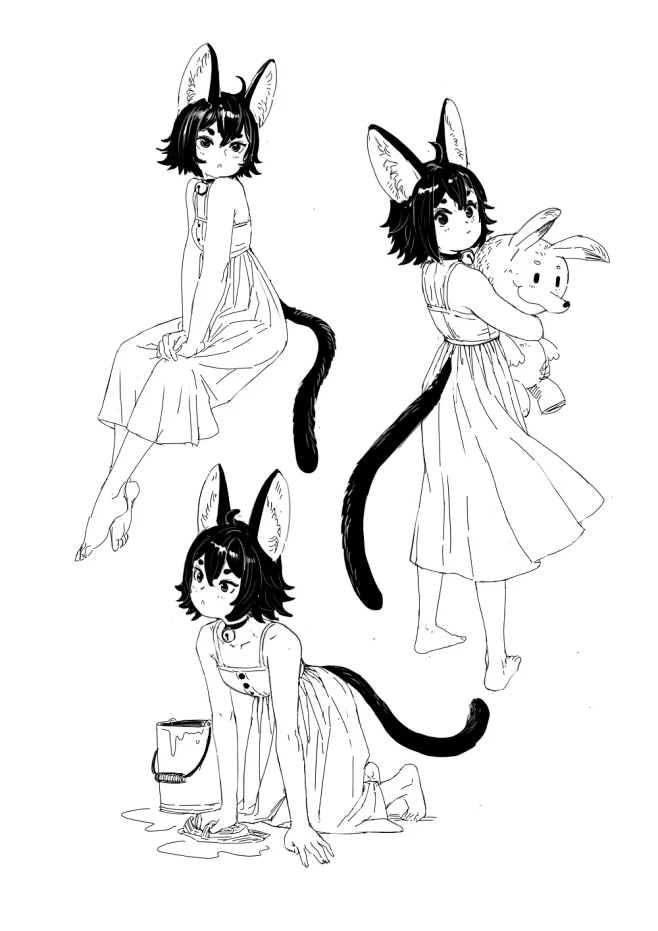速写练习-收留的黑猫娘4 - 小红书