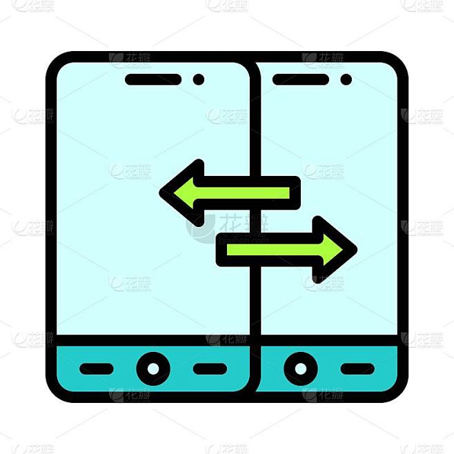 数据传输图标，移动应用矢量插图