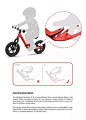 Carbon Fiber Balance Bike 6C/ Balance bike 平衡自行车

6C平衡自行车的车架和前叉由纯T700碳纤维材料制成，非常轻。整个自行车只有2.5公斤重。孩子们在骑车时往往会抬起脚，放在踏板上休息。在分析了与儿童骑行习惯相关的各种数据，并利用碳纤维的形式，Royalby在车架上设计了一个集成式踏板，它更适合儿童的脚，比大多数平衡自行车更安全。这种设计需要弯曲膝盖，使乘坐更舒适。在座位下面还有一个隐藏的背带，当孩子没有蒸汽的时候，父母可以很容易地把自行车带上。