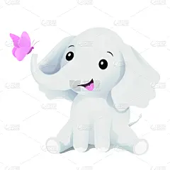蝴蝶,可爱的,粉色,小象,贺卡,背景分离,女婴,象,问候