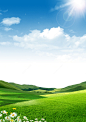 绿色山坡和草地广告海报背景背景图_新图网ixintu.com