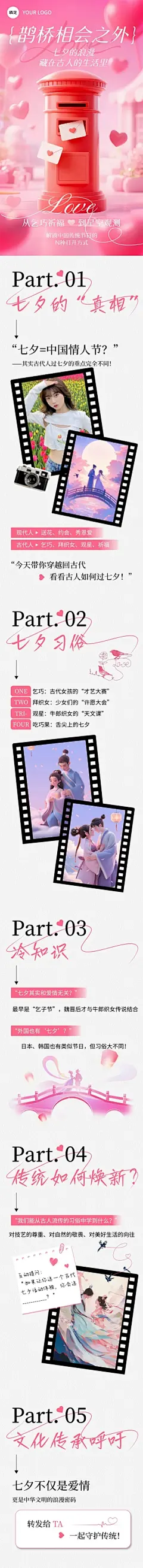 七夕通用节日科普喜庆感实景感文章长图AIGC