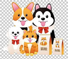 可爱宠物猫咪汪星人小狗宠物用品矢量插画元素图片下载