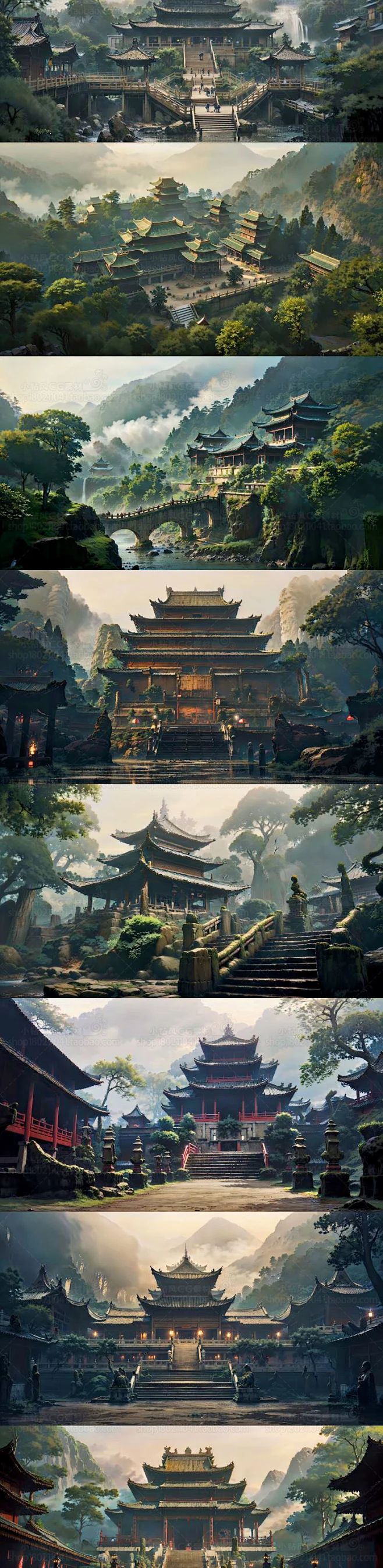 AI古风深山场景素材 影视游戏场景概念设计 背景插画临摹图集-淘宝网-花瓣网