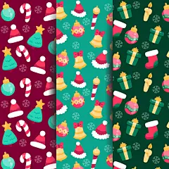 卡通可爱圣诞节老人姜饼雪人糖果礼品包装壁纸墙纸AI矢量印刷素材 (33)