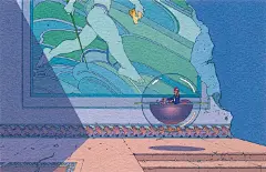 法国科幻系漫画大师墨比斯的作品，清简线条中透出飞一般的想象力，宫崎骏的动画理念就受其影响颇深。而下面这组科幻色彩颇浓的插画，竟然是他为爱马仕香水产品绘制的一组宣传海报！爱马仕的审美品味还真是不一般啊……（via 豆瓣网友 - 雾港的广播：O网页链接） ​​​​