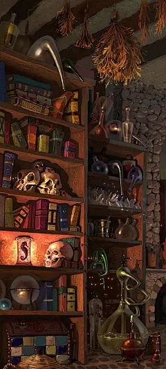 插画，场景，实验室，骷髅Cupboard by ~Stefana-Tserk on deviantART