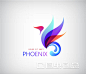 凤凰形状的彩色初始标志colored initial logo in form of phoenix - 图虫创意-全球领先正版图片及视频素材库-3.5亿高清资源-商用无忧