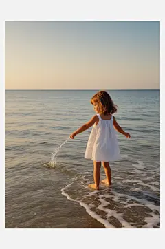 数字艺术插画版画海边女孩线条画扁平风装饰-众图网