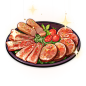 Cold Cut Platter : Cold Cut Platter is a food item that the player can cook. The recipe for Cold Cut Platter is obtainable by completing the domain Eagle's Gate after reaching Adventure Rank 21. Depending on the quality, Cold Cut Platter increases the par