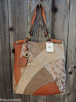 Fossil Lyla Leather Patchwork Tote Hobo Purse  Diese und weitere Taschen auf www.designertaschen-shops.de entdecken: 