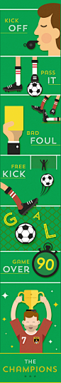 World Cup Final 2014 Match Graphic : The World Cup is coming up and with this project I wanted to highlight some football match scenarios in a simple and illustrative way with captions to highlight some of what goes on in a 90 minute match. I have tied in