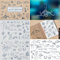 海鲜海产动物包装线稿鱼虾蟹贝壳手绘海洋生物AI+psd设计