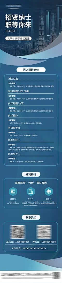 酒店招聘海报长图-源文件