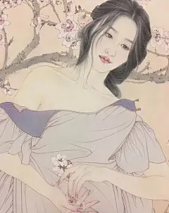 很大胆，经济学刚学一半改学画画，凭刻苦自学成名家，画中少女亭亭玉立宛若出水芙蓉