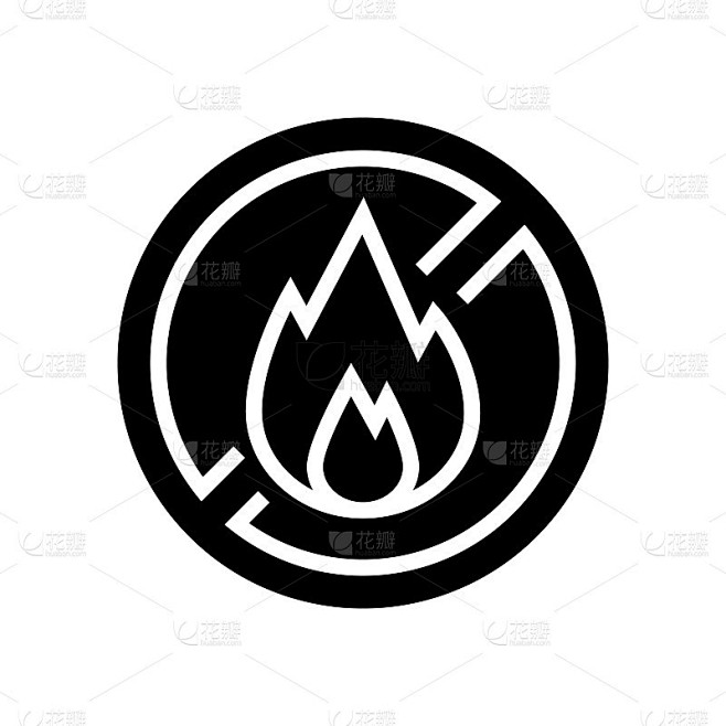 火燃烧禁止标志，象形文字，图标，矢量插图