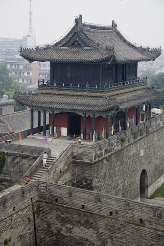 在湖北省荆州古城墙的一座建筑物