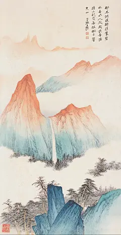 张大千是二十世纪中国画坛最具传奇色彩的国画大师，无论是绘画、书法、篆刻、诗词都无所不通。早期专心研习古人书画，特别在山水画方面卓有成就。后旅居海外，画风工写结合，重彩、水墨融为一体，尤其是泼墨与泼彩，开创了新的艺术风格。