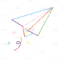 手绘-扁平风彩色线条贴纸-纸飞机