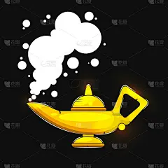 Alladin灯轮廓。适合印制贺卡、海报或t恤的插图。