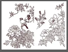 中国传统工笔画白头牡丹海棠矢量  - 源文件下载【酷图网】工笔画,牡丹,海棠,矢量图,国画,