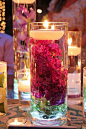 Submerged flower and candle centerpieces 