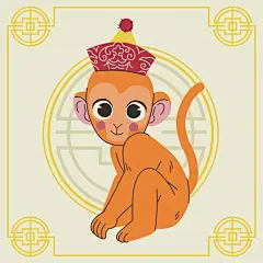 十二生肖猴矢量图设计素材