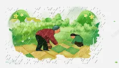 卡通手绘创意谷雨插画 页面网页 平面电商 创意素材