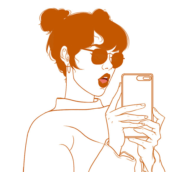 单色头像线稿摸鱼ing