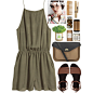 A fashion look from July 2015 featuring jumpsuits & rompers, leather sandals and leather purse. Browse and shop related looks.