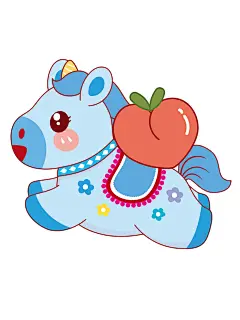 马宝宝奔腾卡通插画喜庆祝福519-03